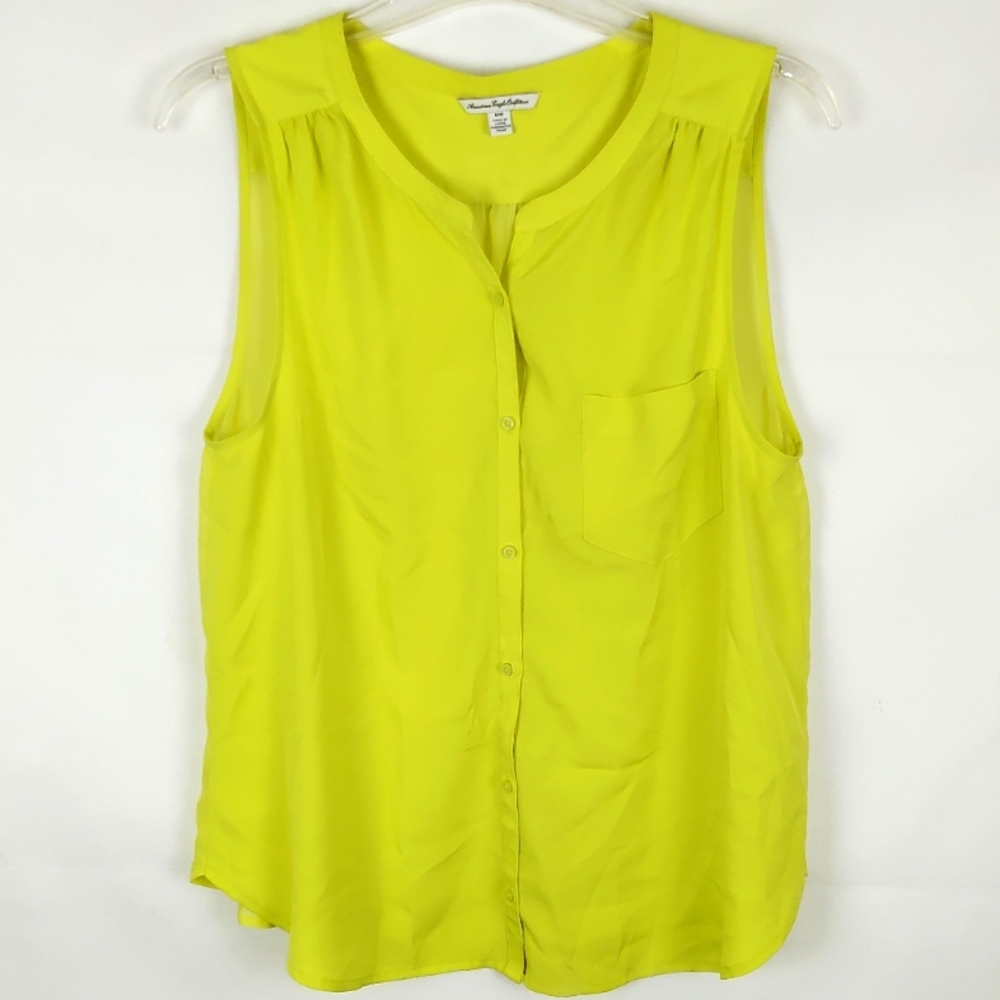 American Eagle Sleeveless Safari Blouse Top Womens M Casual Minimalist Summer